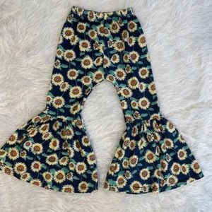 Hippie Boho Sunflower girls flare bell bottoms pants 4T